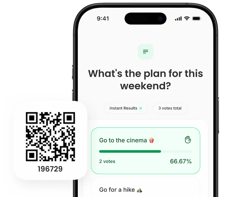 Smartphone with poll results on the screen